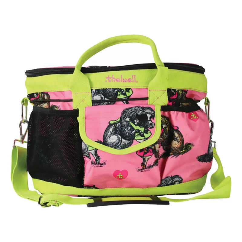 Hy Equestrian Thelwell Collection Hugs Grooming Bag - Pink/Lime/Hot Pink 