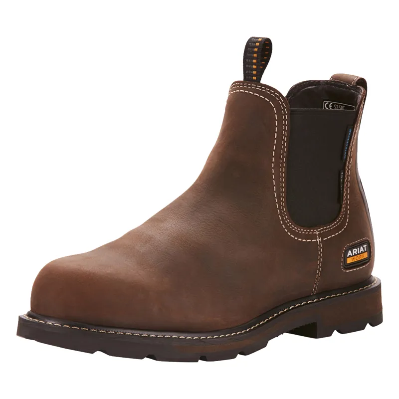 Ariat Mens Groundbreaker Chelsea Waterproof Steel Toe Work Boot - Brown