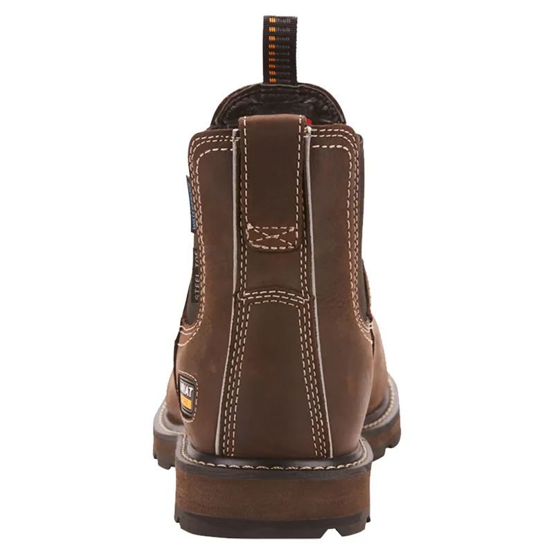 Ariat Mens Groundbreaker Chelsea Waterproof Steel Toe Work Boot - Brown-1