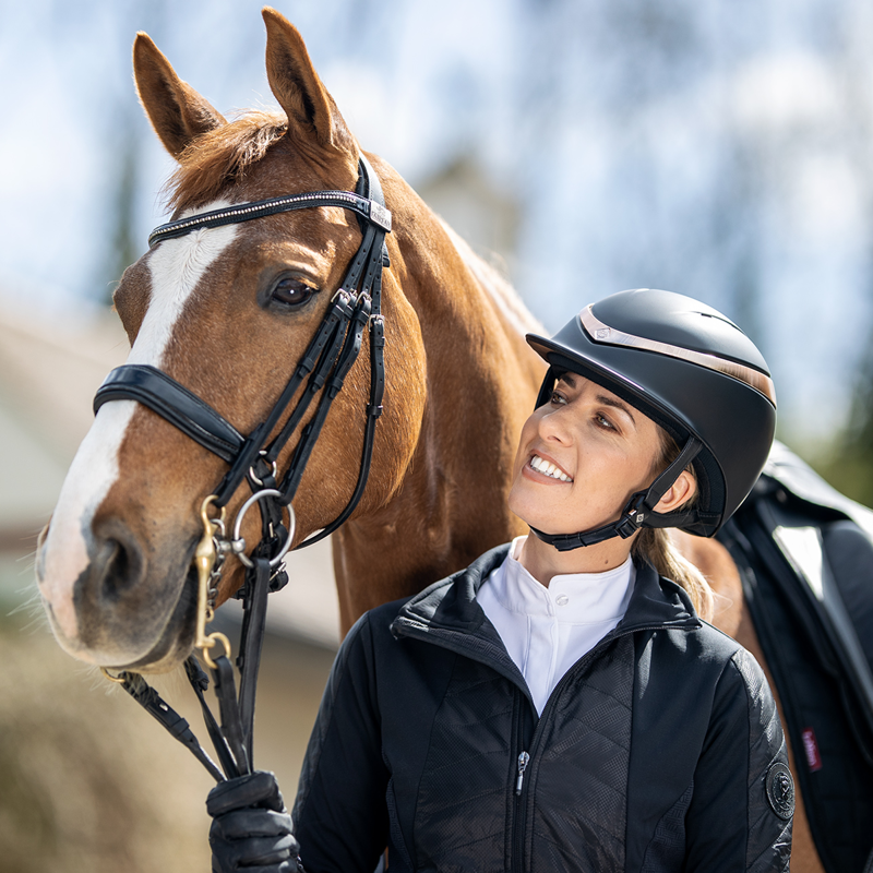 Charles Owen Halo Riding Hat - Black/Rose Gold-3