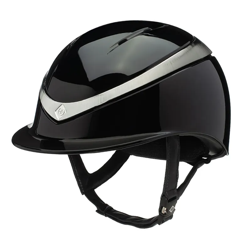 Charles Owen Halo Gloss Riding Hat - Black/Platinum