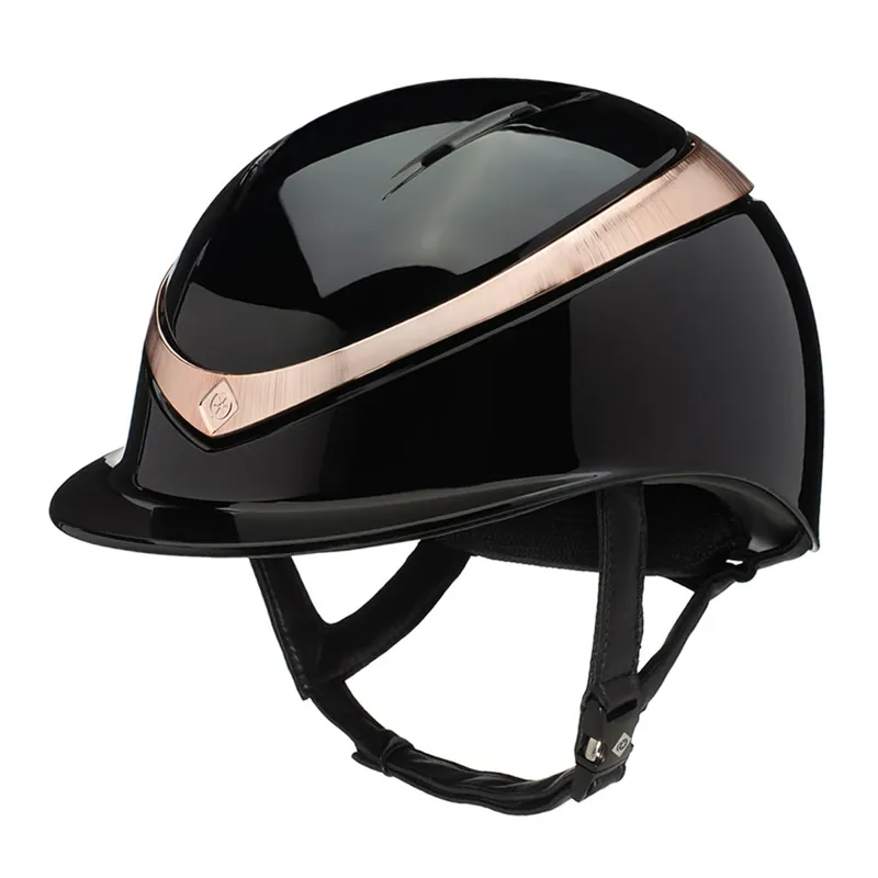 Charles Owen Halo Gloss Riding Hat - Black/Rose Gold
