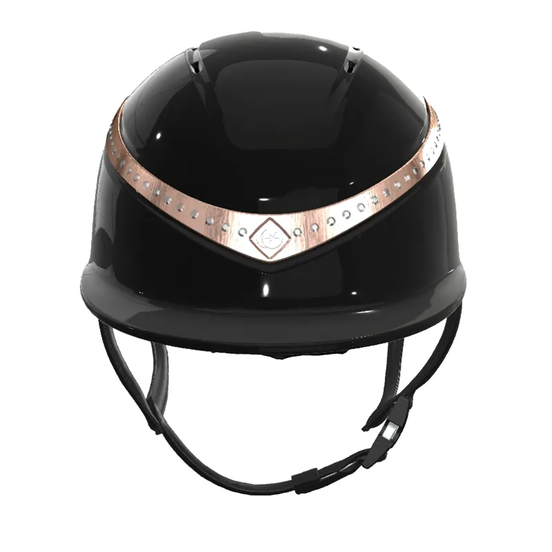Charles Owen Halo CX Riding Hat - Black Gloss/Rose Gold/Constellation Crystals