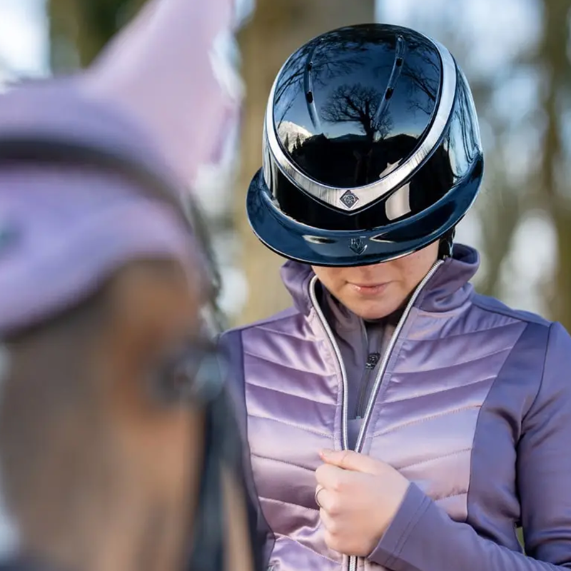Charles Owen Halo Gloss Riding Hat - Black/Platinum-2