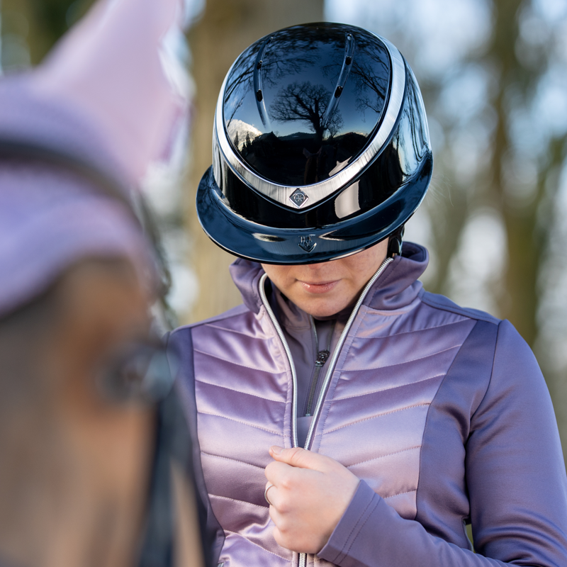 Charles Owen Halo Luxe Gloss Riding Hat - Black/Platinum-1