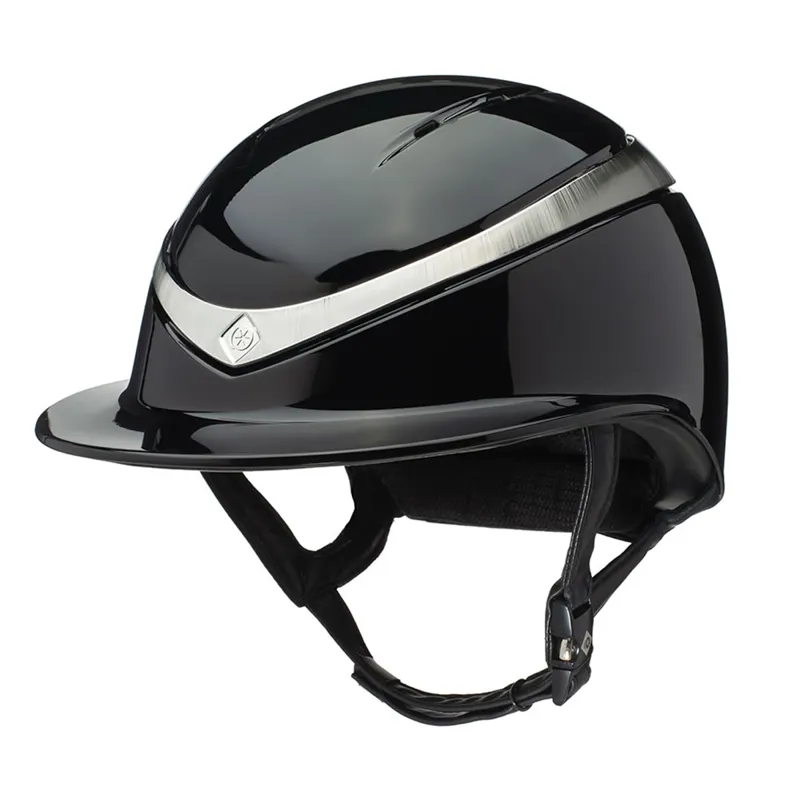 Charles Owen Halo Luxe Gloss Riding Hat - Black/Platinum