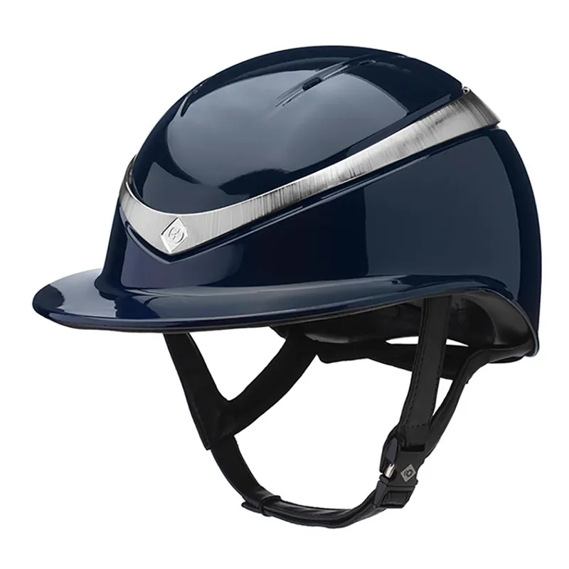 Charles Owen Halo Luxe Gloss Riding Hat - Navy/Platinum