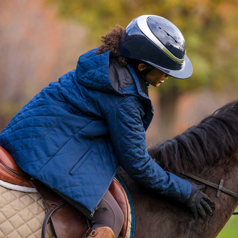 Charles Owen Halo Luxe Gloss Riding Hat - Navy/Platinum-2