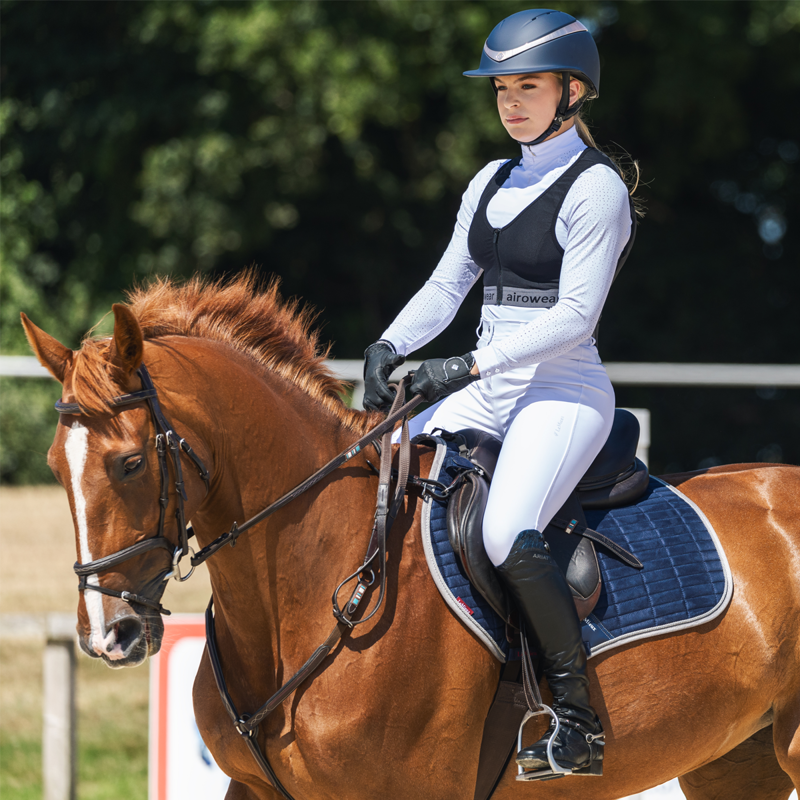 Charles Owen Halo Luxe Riding Hat With MIPS - Navy/Platinum-3