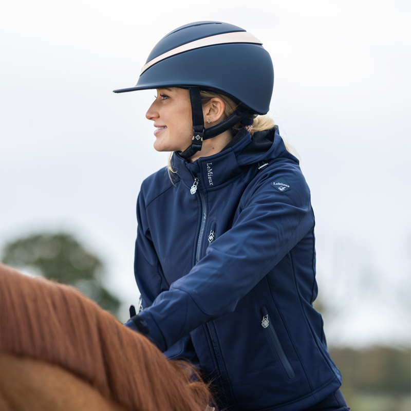 Charles Owen Halo Luxe Riding Hat With MIPS - Navy/Rose Gold-3