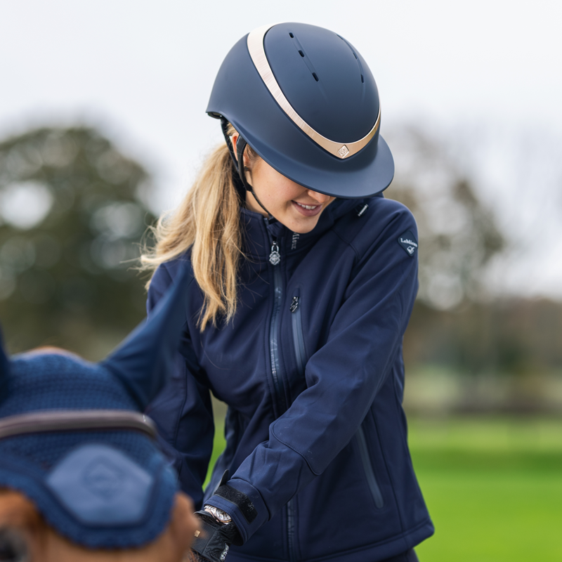 Charles Owen Halo Luxe Riding Hat With MIPS - Navy/Rose Gold-2