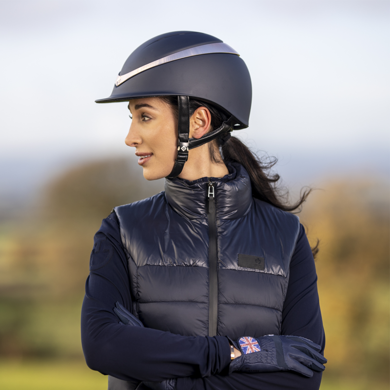 Charles Owen Halo Riding Hat - Navy/Rose Gold-2