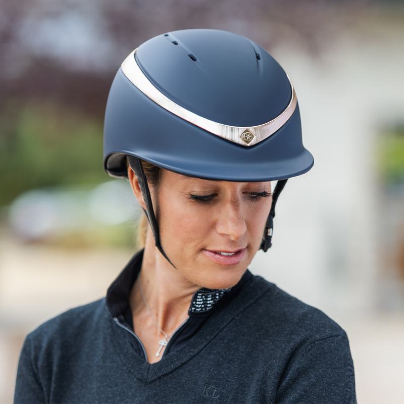 Charles Owen Halo Riding Hat With MIPS - Navy/Platinum-2