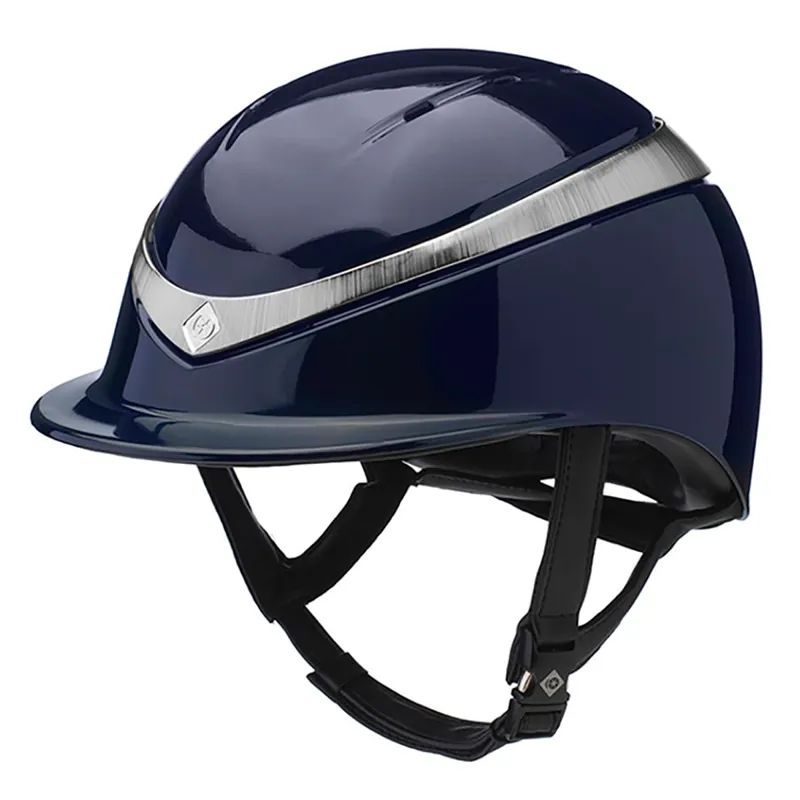 Charles Owen Halo Gloss Riding Hat - Navy/Platinum