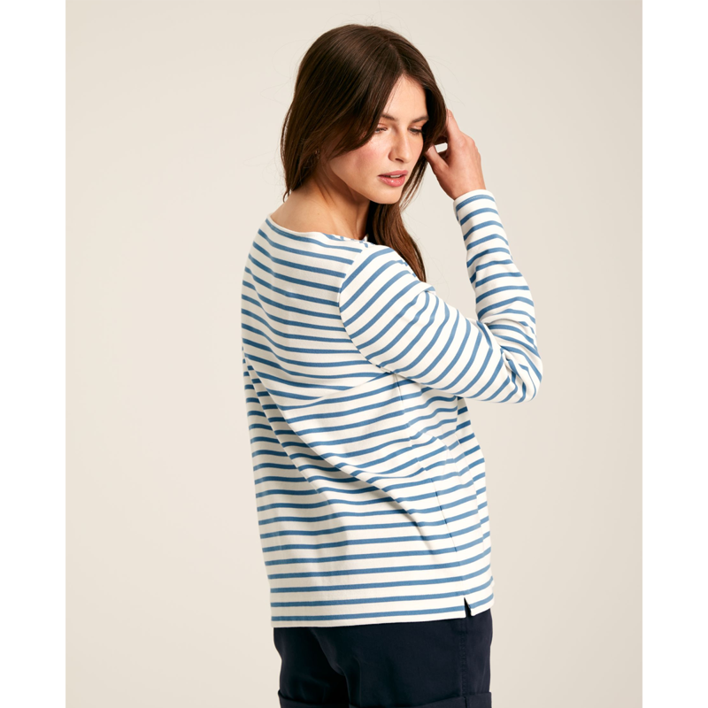 Joules New Harbour Ladies Relaxed Fit Jersey Top - Cream Blue Stripe-2