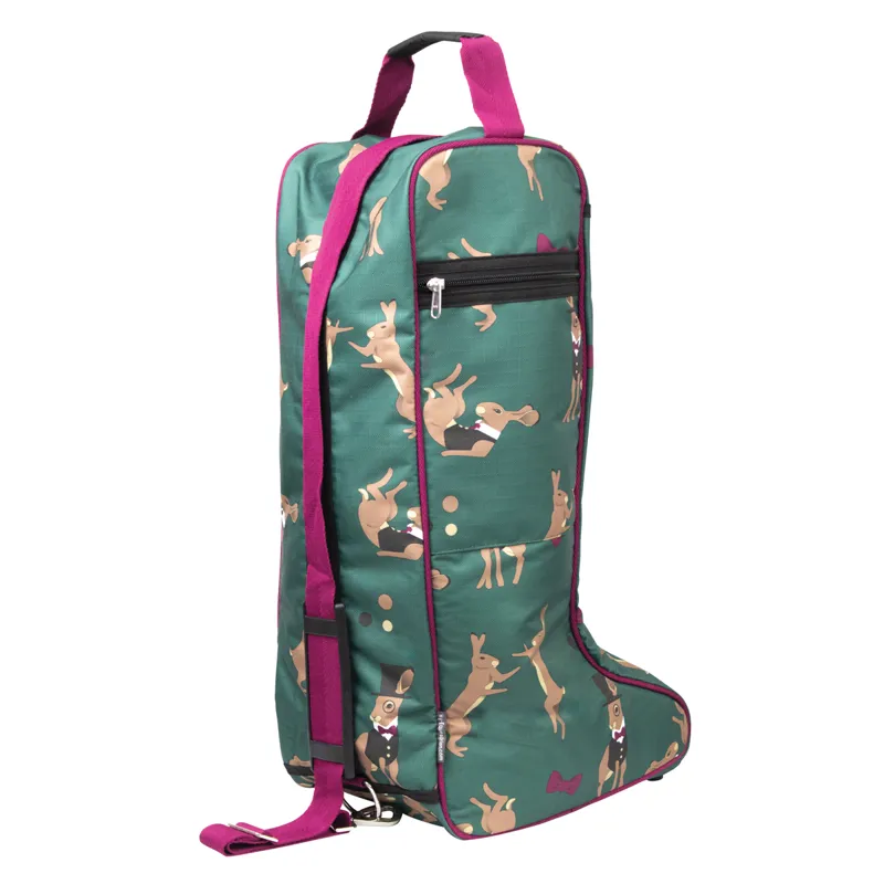 Hy Equestrian Harrison the Hare Boot Bag - Moss Green/Boysen Berry-1