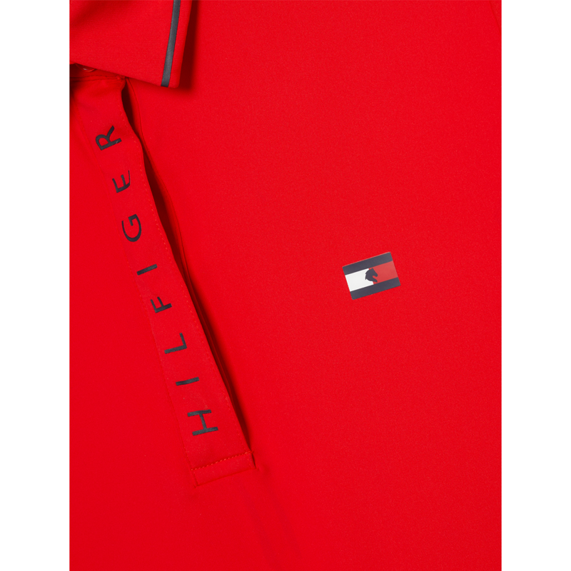 Tommy Hilfiger Women's Harlem Short Sleeve Logo Polo Shirt  - Fierce Red-5