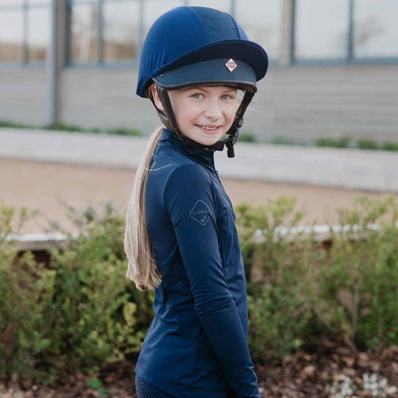 Charles Owen Harlow MS1 Pro Jockey Skull - Navy/Rose Gold-5