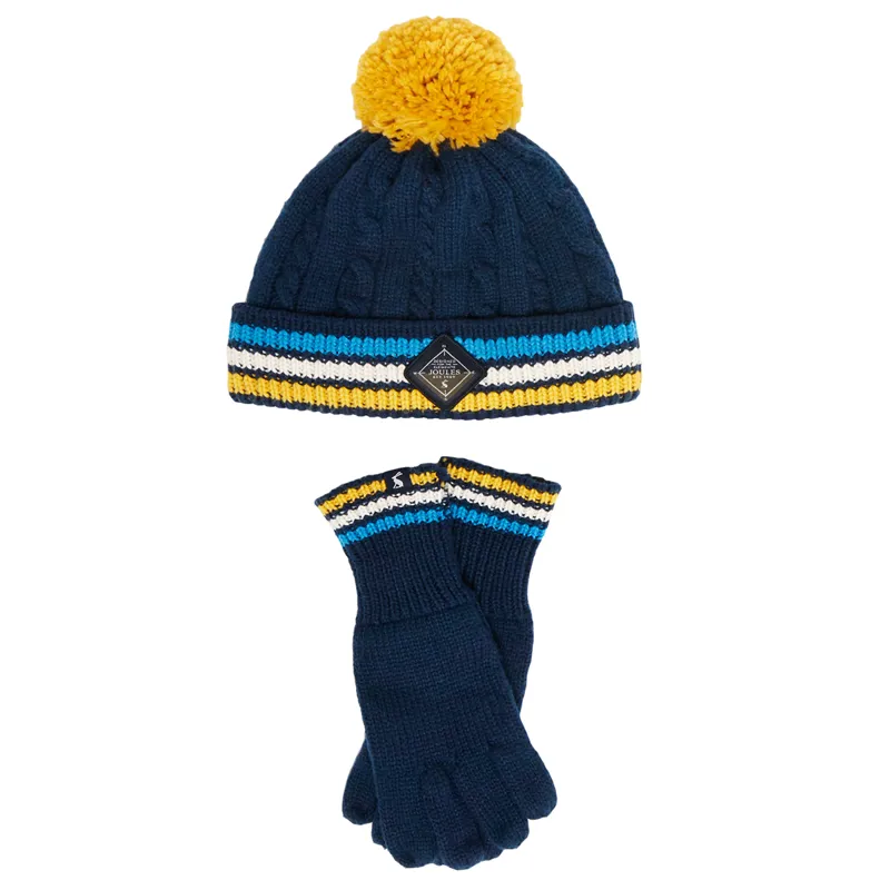 Joules Hartlow Knitted Hat and Glove Set - French Navy
