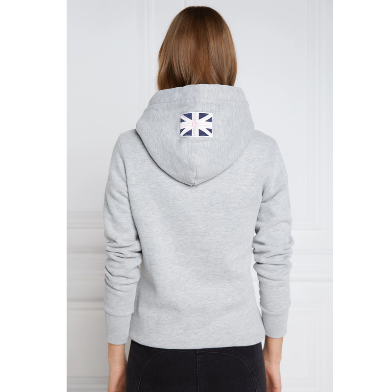 Holland Cooper GBE Flock Logo Hoodie - Mid Grey Marl-1