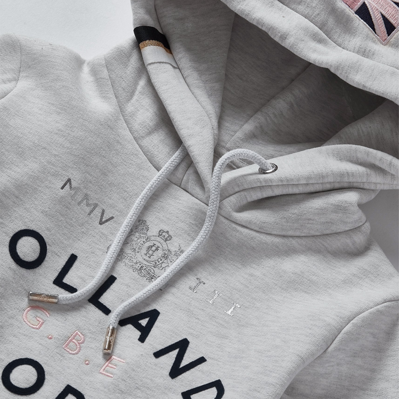 Holland Cooper GBE Flock Logo Hoodie - Mid Grey Marl-4