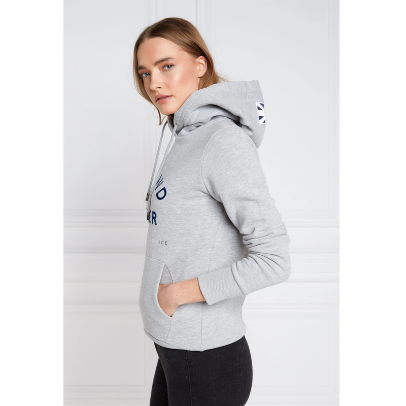 Holland Cooper GBE Flock Logo Hoodie - Mid Grey Marl-2