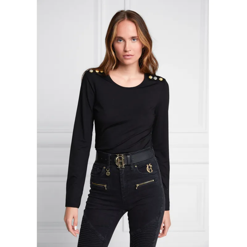 Holland Cooper Long Sleeve Crew Neck Tee - Black