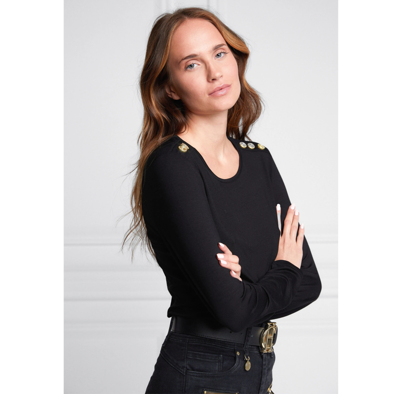 Holland Cooper Long Sleeve Crew Neck Tee - Black-1