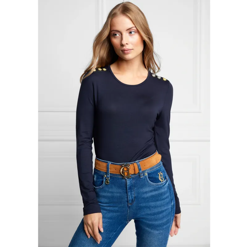 Holland Cooper Long Sleeve Crew Neck Tee - Ink Navy