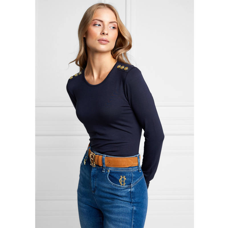 Holland Cooper Long Sleeve Crew Neck Tee - Ink Navy-1