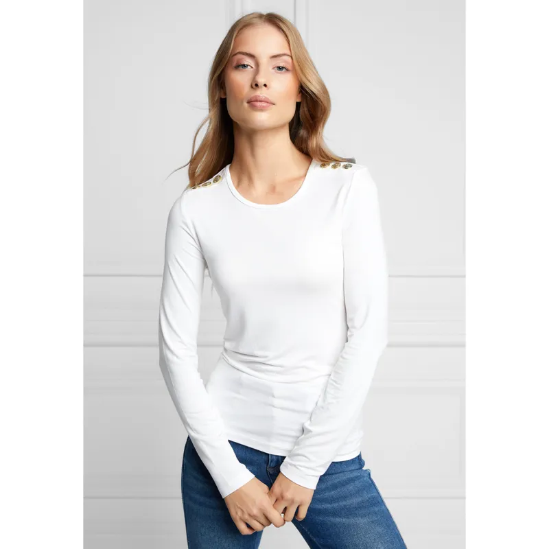 Holland Cooper Long Sleeve Crew Neck Tee - White