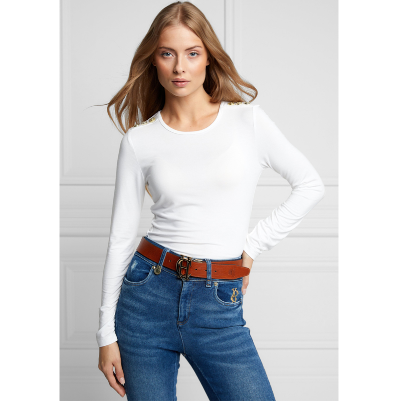 Holland Cooper Long Sleeve Crew Neck Tee - White-1