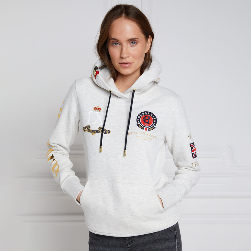 Holland Cooper Team Hoodie Pull On - Ice Grey Marl
