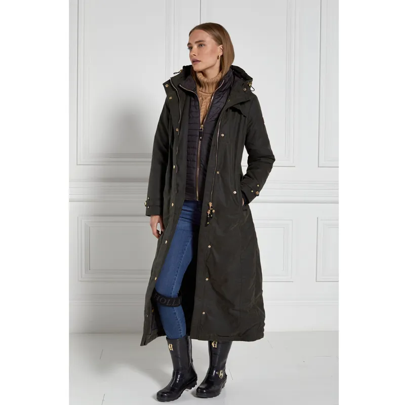 Holland Cooper Wax Longline Field Coat - Dark Olive-3