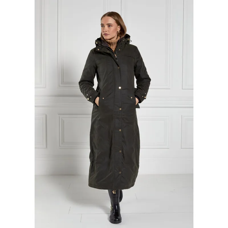 Holland Cooper Wax Longline Field Coat - Dark Olive