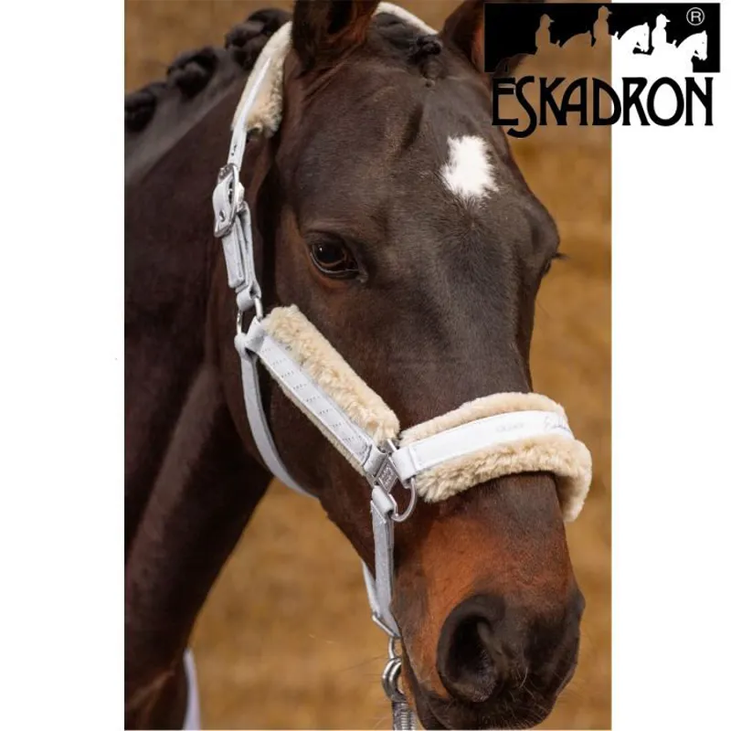 Eskadron Headcollar Double Pin Faux Fur Classic Sports SS20 - Cool Grey-1