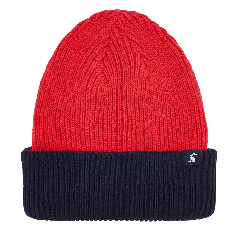 Joules Hedly Reversible Knitted Beanie Hat - Red