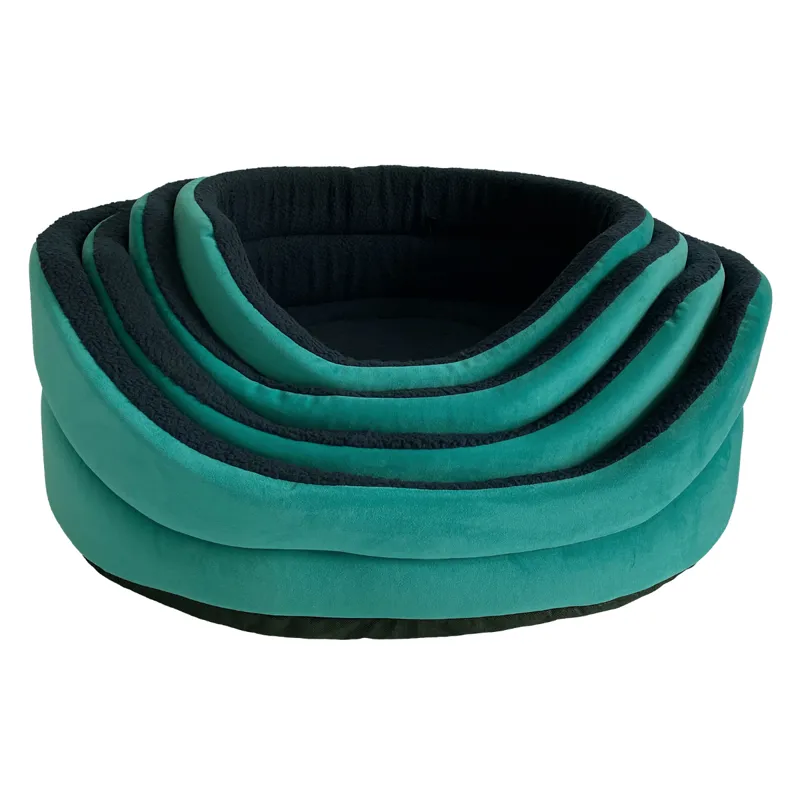 Hem and Boo Luxury Oval Dog Bed - Aqua