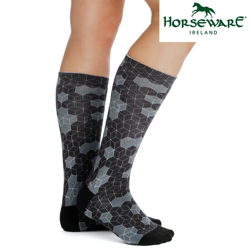Hexagon Print UK Seller BRAND NEW Horseware Winter Technical Socks 