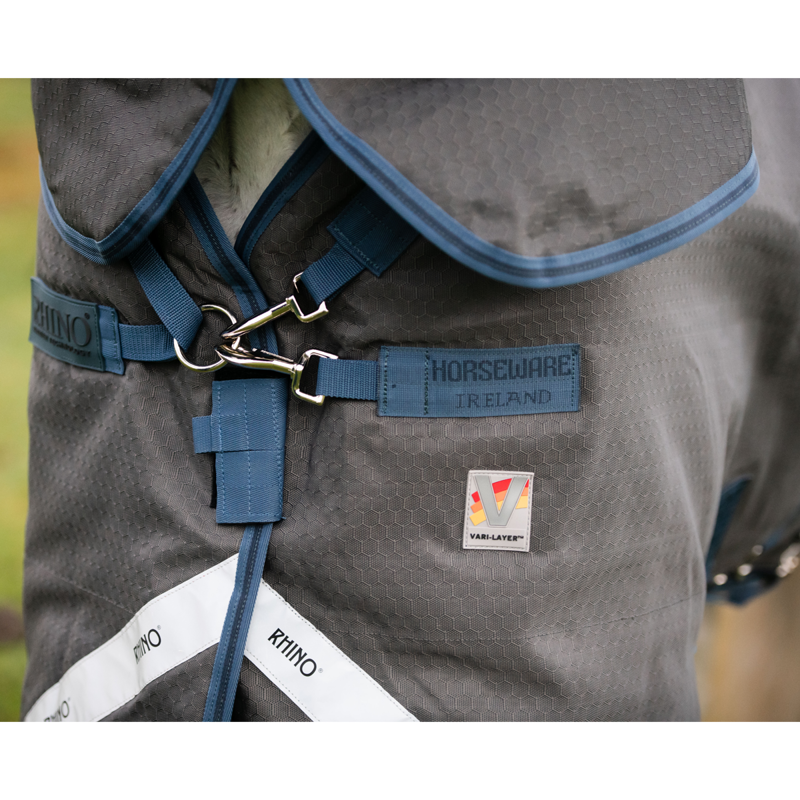 Horseware Rhino Hexstop Plus Vari-Layer Turnout Rug 250g - Grey/Indigo-6
