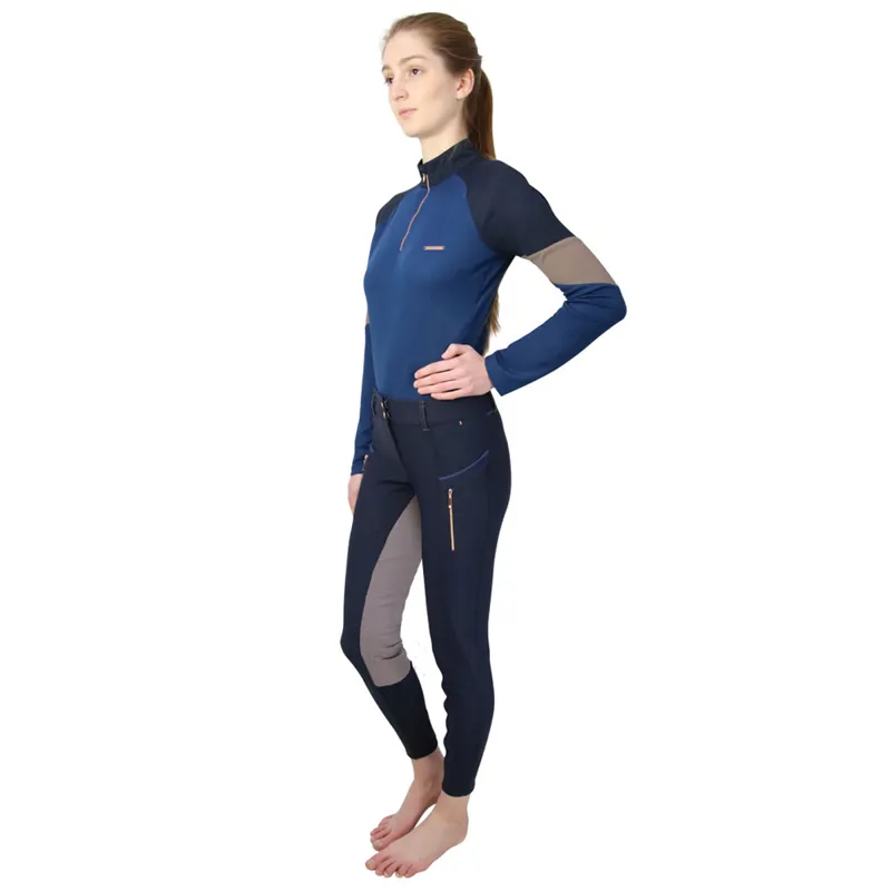 Hy Equestrian Highbury Collection Base Layer - Navy/Taupe/Rose Gold 