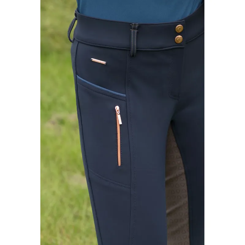 Hy Equestrian Highbury Collection Breeches - Navy/Taupe/Rose Gold-4