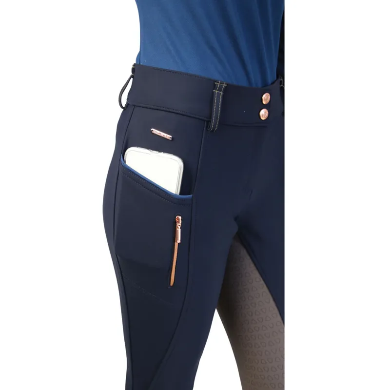 Hy Equestrian Highbury Collection Breeches - Navy/Taupe/Rose Gold-2