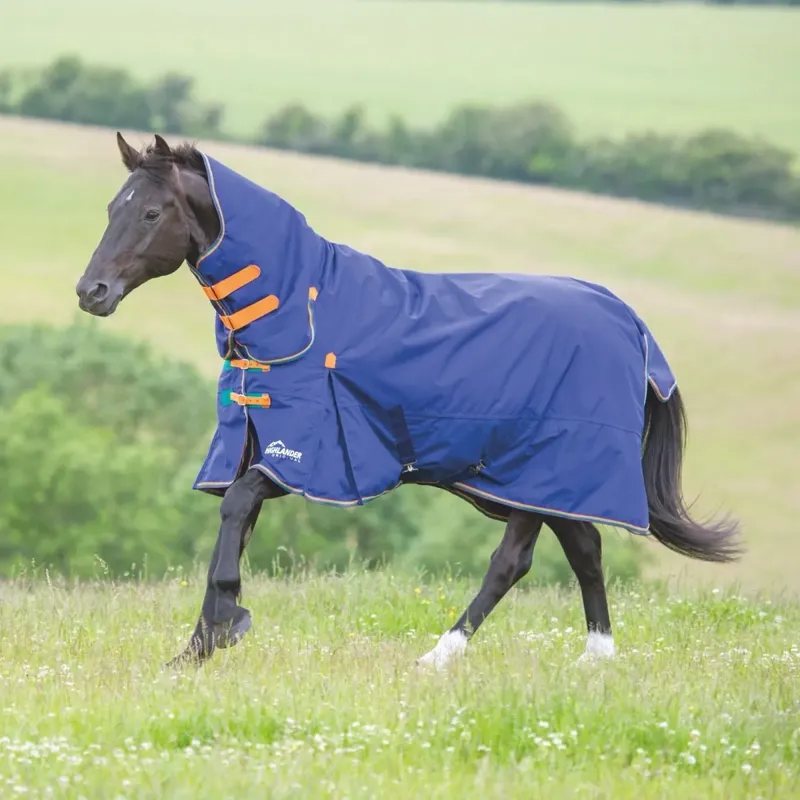 Shires Highlander Original 100 Combo Turnout Rug - Navy/Orange