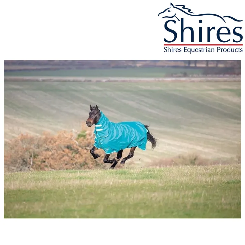 Shires Highlander Plus 200g Combo Turnout Rug - Navy with Turquoise and White 
