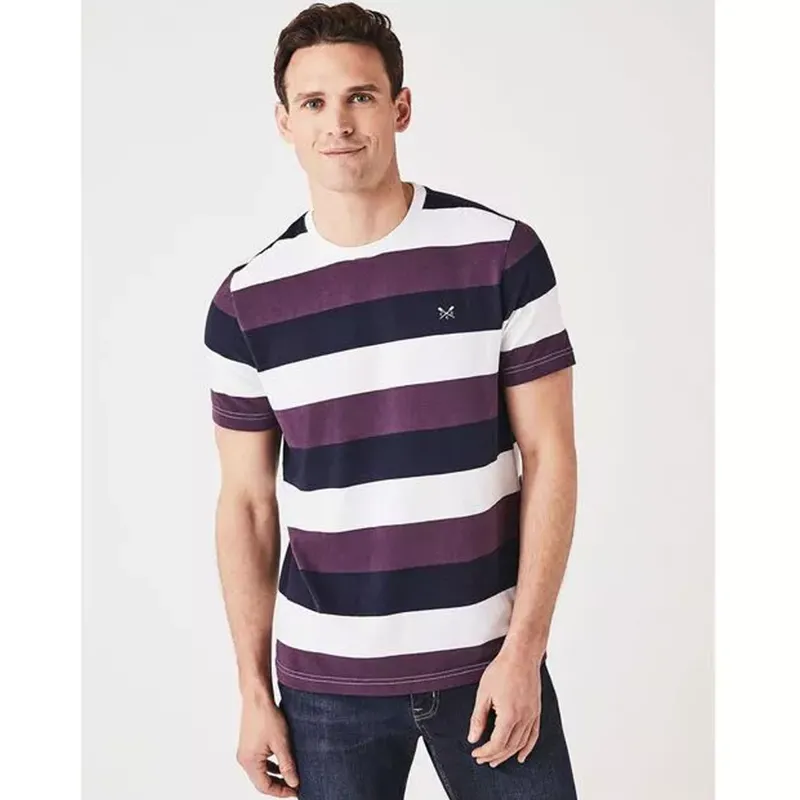 Crew Clothing Men's Hodder Stripe Tee - Purple-1