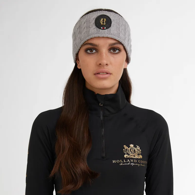 Holland Cooper Luxe Cable Knit Headband - Grey Marl