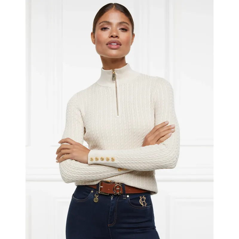 Holland Cooper Ava Half Zip Knit - Almond-1