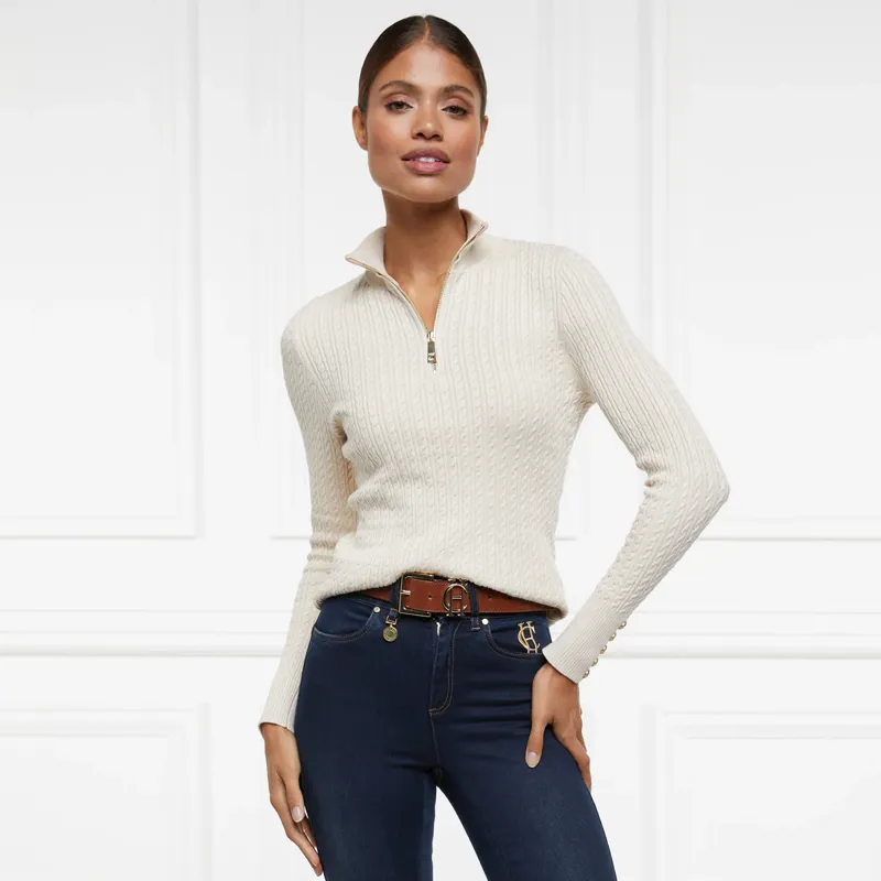Holland Cooper Ava Half Zip Knit - Almond