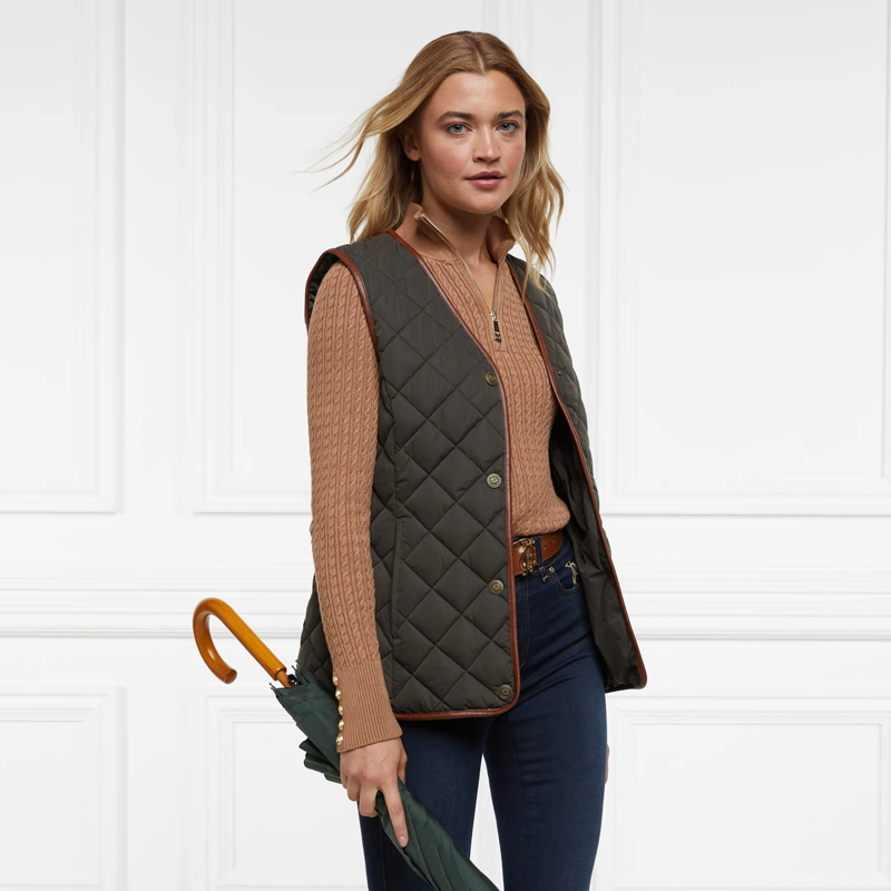 Holland Cooper Ava Half Zip Knit - Dark Camel Marl-3